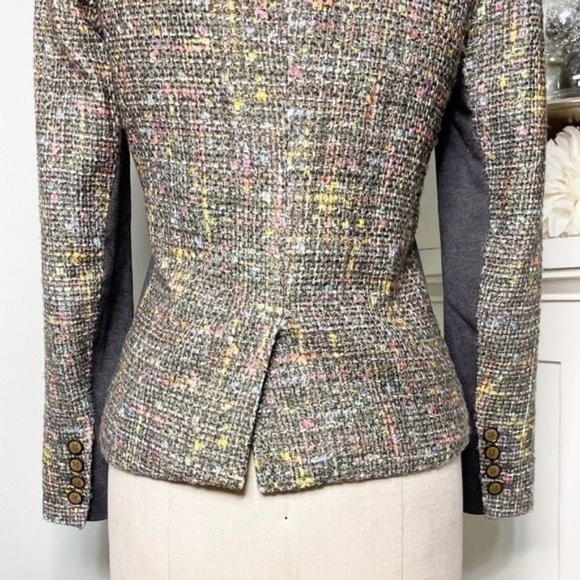 Trina Turk Golden Eye Women’s Tweed Blazer Jacket Green Plaid Size 2 XS - Picture 8 of 13